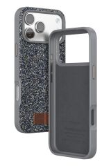 iPhone 17 Pro OneGif Simli Kılıf – Boncuk Detaylı Parlak Telefon Kapağı Gri