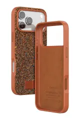 iPhone 17 Pro OneGif Simli Kılıf – Boncuk Detaylı Parlak Telefon Kapağı Turuncu