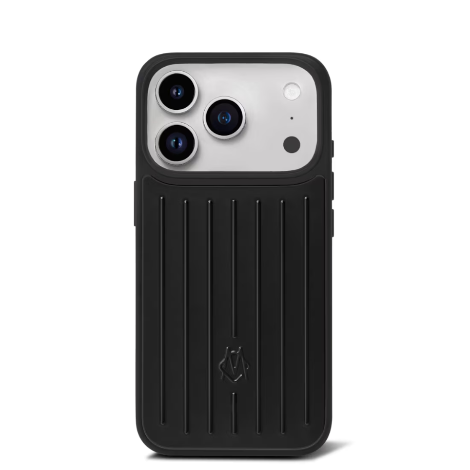 iPhone 17 Pro Max için ENA (SİYAH) Oluklu Desenli Kılıf – Alüminyum Görünümlü Darbe Koruyucu Telefon Kılıfı