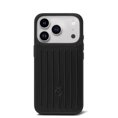 iPhone 16 Pro Max için ENA (SİYAH) Oluklu Desenli Kılıf – Alüminyum Görünümlü Darbe Koruyucu Telefon Kılıfı