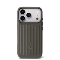 iPhone 16 Pro Max için ENA (GRİ) Oluklu Desenli Kılıf – Alüminyum Görünümlü Darbe Koruyucu Telefon Kılıfı