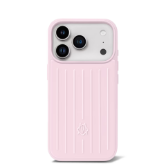 iPhone 16 Pro Max için ENA (PEMBE) Oluklu Desenli Kılıf – Alüminyum Görünümlü Darbe Koruyucu Telefon Kılıfı